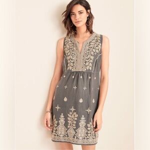 JOHNNY WAS Linen Tasya Embroidered Dress